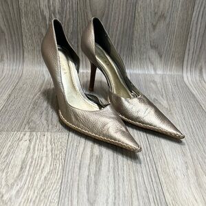 Enigma Gold Pointed Toe Pumps